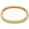 Gold Tone Individual Bangle, with White Crystal, Polished, Golden Finish, 07.252.0029.04.GT (05 MM Thickness, One size fits all)