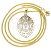 Oro Laminado Pendant Necklace, Gold Filled Style Divino Niño Design, Polished, Golden Finish, 04.106.0046.1.20