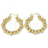 Oro Laminado Medium Hoop, Gold Filled Style with White Crystal, Polished, Golden Finish, 02.122.0099.30