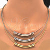 Oro Laminado Necklace, Bracelet and Earring, Gold Filled Style Polished, Tricolor, 06.333.0002