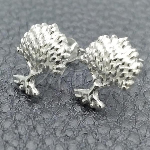 Sterling Silver Stud Earring, Tree Design, Polished, Silver Finish, 02.399.0009