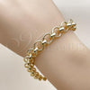 Oro Laminado Fancy Bracelet, Gold Filled Style Heart Design, Polished, Golden Finish, 03.331.0327.08