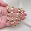 Oro Laminado Fancy Necklace, Gold Filled Style Puff Mariner Design, Polished, Golden Finish, 03.213.0262.24