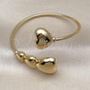 Oro Laminado Individual Bangle, Gold Filled Style Heart Design, Polished, Golden Finish, 07.282.0009