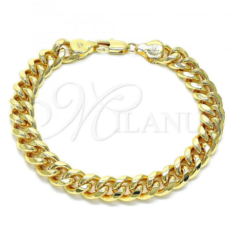 Oro Laminado Basic Anklet, Gold Filled Style Miami Cuban Design, Polished, Golden Finish, 04.63.1414.10