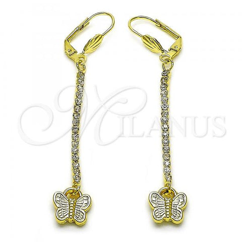 Oro Laminado Long Earring, Gold Filled Style Bird Design, with  Cubic Zirconia, Golden Finish, 5.067.014