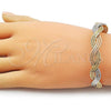 Oro Laminado Individual Bangle, Gold Filled Style Diamond Cutting Finish, Tricolor, 07.170.0055