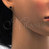 Stainless Steel Stud Earring, with Brown Crystal, Polished, Golden Finish, 02.271.0008