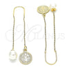 Oro Laminado Threader Earring, Gold Filled Style San Benito Design, Polished, Golden Finish, 02.351.0096
