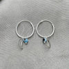Sterling Silver Small Hoop, Evil Eye and Moon Design, with Aqua Blue Crystal, Polished, Silver Finish, 02.402.0006.15