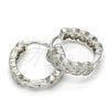 Sterling Silver Huggie Hoop, with White Cubic Zirconia, Polished, Rhodium Finish, 02.186.0037.15