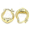 Oro Laminado Small Hoop, Gold Filled Style Heart Design, Polished, Golden Finish, 02.233.0040.15