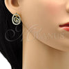 Oro Laminado Leverback Earring, Gold Filled Style with White Crystal, Polished, Golden Finish, 02.59.0128