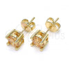 Oro Laminado Stud Earring, Gold Filled Style with Champagne Cubic Zirconia, Polished, Golden Finish, 02.284.0010.7