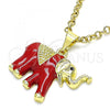 Oro Laminado Fancy Pendant, Gold Filled Style Elephant Design, Red Enamel Finish, Golden Finish, 05.253.0119.1