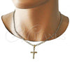 Oro Laminado Necklace and Bracelet, Gold Filled Style Crucifix Design, Polished, Golden Finish, 06.63.0260