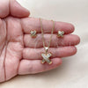 Oro Laminado Earring and Pendant Adult Set, Gold Filled Style Baguette and Love Knot Design, with White Cubic Zirconia, Polished, Golden Finish, 10.342.0223