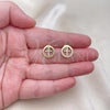 Oro Laminado Stud Earring, Gold Filled Style Cross Design, with White Micro Pave, Polished, Golden Finish, 02.213.0663