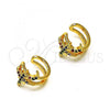 Oro Laminado Earcuff Earring, Gold Filled Style Moon Design, with Multicolor Micro Pave, Polished, Golden Finish, 02.210.0679.1