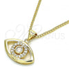 Oro Laminado Pendant Necklace, Gold Filled Style with White Micro Pave, Polished, Golden Finish, 04.156.0302.20