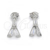 Sterling Silver Stud Earring, Eiffel Tower Design, with White Cubic Zirconia, Polished, Rhodium Finish, 02.186.0115