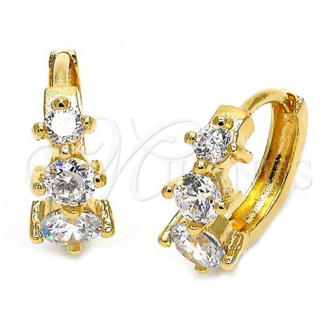 Oro Laminado Huggie Hoop, Gold Filled Style with White Cubic Zirconia, Polished, Golden Finish, 5.132.035.1