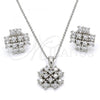 Sterling Silver Earring and Pendant Adult Set, with White Cubic Zirconia, Polished, Rhodium Finish, 10.175.0021