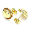 Oro Laminado Stud Earring, Gold Filled Style with Garnet Micro Pave, Polished, Golden Finish, 02.156.0327.1