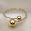 Oro Laminado Individual Bangle, Gold Filled Style Ball Design, with White Cubic Zirconia, Polished, Golden Finish, 07.421.0003