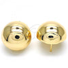 Oro Laminado Leverback Earring, Gold Filled Style Chunky Design, Polished, Golden Finish, 02.163.0073