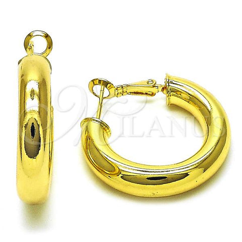 Oro Laminado Medium Hoop, Gold Filled Style Hollow Design, Polished, Golden Finish, 02.163.0214.30