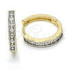 Oro Laminado Huggie Hoop, Gold Filled Style with White Cubic Zirconia, Polished, Two Tone, 02.210.0106.10.25
