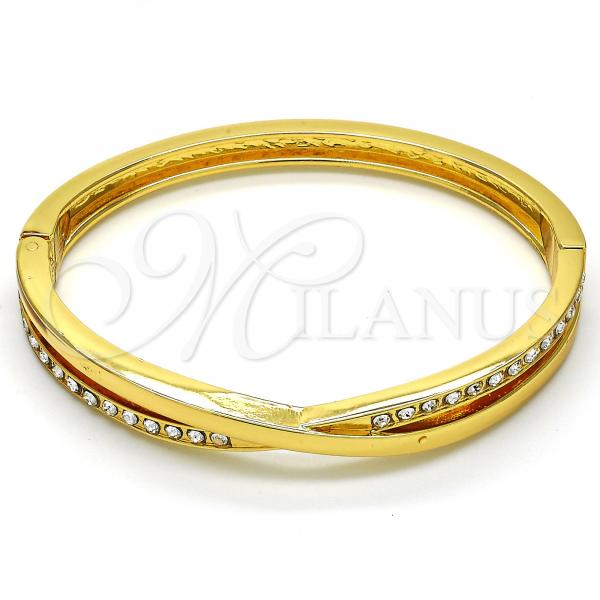 Oro Laminado Individual Bangle, Gold Filled Style with White Crystal, Polished, Golden Finish, 07.252.0041.05 (06 MM Thickness, Size 5 - 2.50 Diameter)