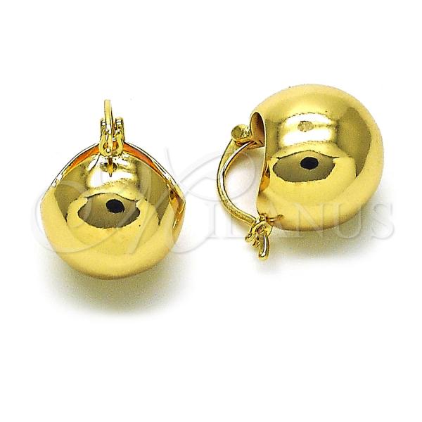 Oro Laminado Small Hoop, Gold Filled Style Ball Design, Polished, Golden Finish, 02.195.0243.16