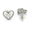 Rhodium Plated Stud Earring, Heart Design, with Crystal Swarovski Crystals and White Crystal, Polished, Rhodium Finish, 02.26.0141.1