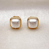 Oro Laminado Stud Earring, Gold Filled Style with Ivory Pearl, Polished, Golden Finish, 02.342.0355