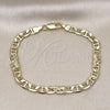 Gold Tone Fancy Bracelet, Elephant and Mariner Design, Polished, Golden Finish, 03.213.0008.08.GT