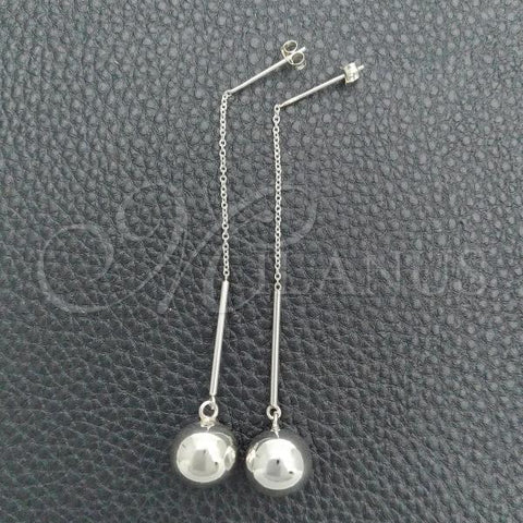 Sterling Silver Long Earring, Ball Design, Polished, Silver Finish, 02.395.0029