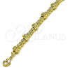 Oro Laminado Fancy Bracelet, Gold Filled Style Ball Design, Diamond Cutting Finish, Golden Finish, 03.93.0017.07