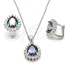 Sterling Silver Earring and Pendant Adult Set, Teardrop Design, with  and White Cubic Zirconia, Polished, Rhodium Finish, 10.186.0025