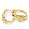 Oro Laminado Small Hoop, Gold Filled Style Leaf Design, Polished, Golden Finish, 02.100.0066.15