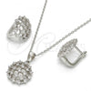 Sterling Silver Earring and Pendant Adult Set, with White Cubic Zirconia, Polished, Rhodium Finish, 10.175.0044