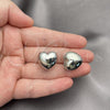 Rhodium Plated Huggie Hoop, Heart Design, Polished, Rhodium Finish, 02.163.0332.1.15