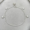 Sterling Silver Charm Bracelet, Heart Design, Polished, Silver Finish, 03.409.0004.07