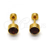 Stainless Steel Stud Earring, with Brown Crystal, Polished, Golden Finish, 02.271.0008