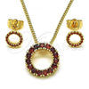Oro Laminado Earring and Pendant Adult Set, Gold Filled Style Cluster Design, Polished, Golden Finish, 10.156.0461
