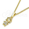 Oro Laminado Pendant Necklace, Gold Filled Style Little Girl Design, with White Micro Pave, Polished, Golden Finish, 04.316.0001.20