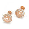 Sterling Silver Stud Earring, with White Micro Pave, Polished, Rose Gold Finish, 02.292.0005.2