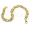 Oro Laminado Fancy Bracelet, Gold Filled Style Flower Design, Diamond Cutting Finish, Golden Finish, 03.100.0049.07