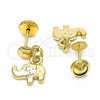 Oro Laminado Stud Earring, Gold Filled Style Elephant Design, Polished, Golden Finish, 02.09.0167